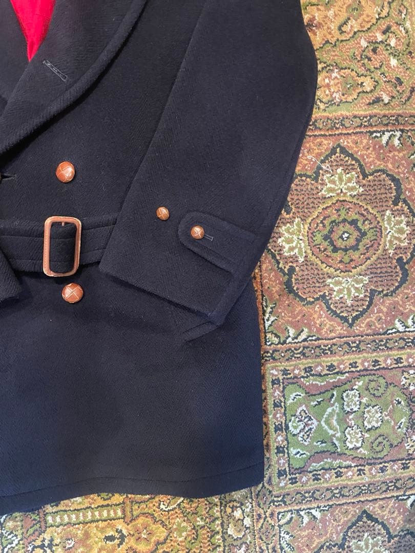 INVERTERE ネイビー ダブルブレスト ピーコート　ヘリンボーン　イギリス