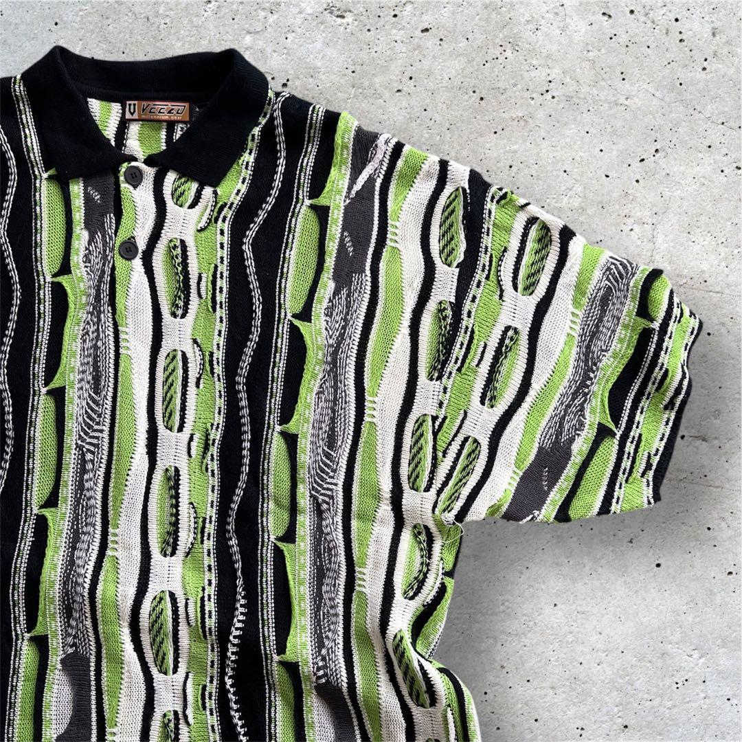 90s 3Dサマーニット 襟付き クージー