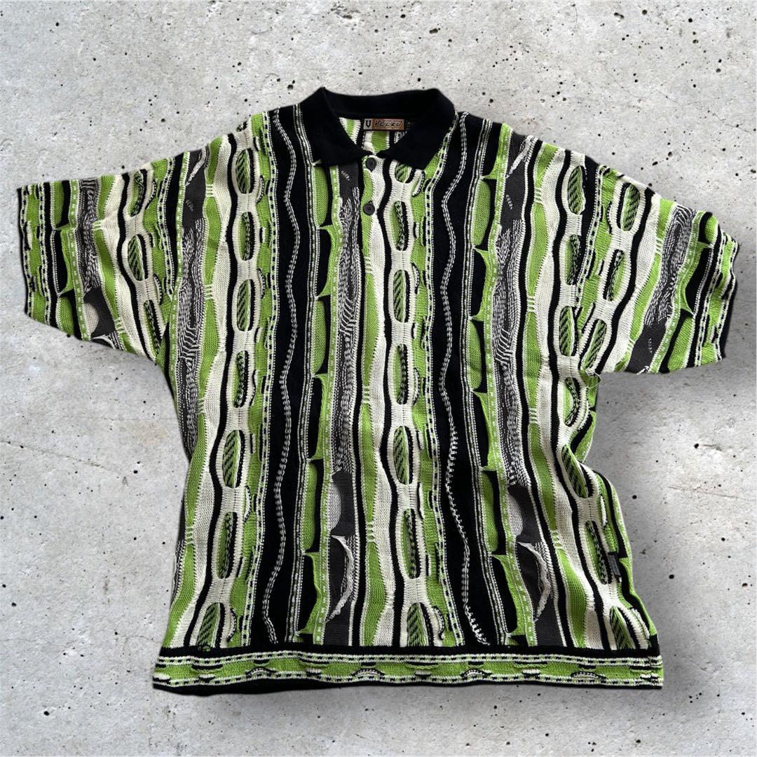 90s 3Dサマーニット 襟付き クージー