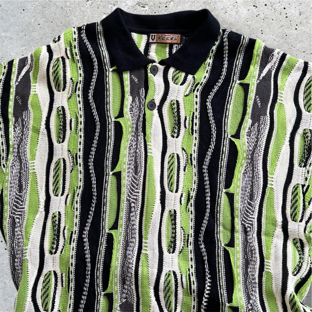 90s 3Dサマーニット 襟付き クージー