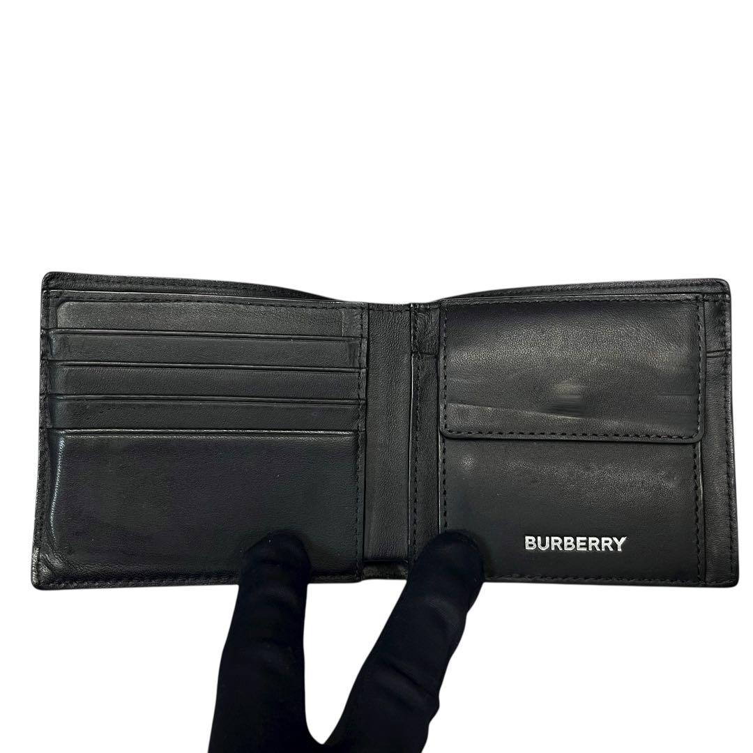 希少✨バーバリー 二つ折り財布 チャコールチェック PVC ロンドン ブラック