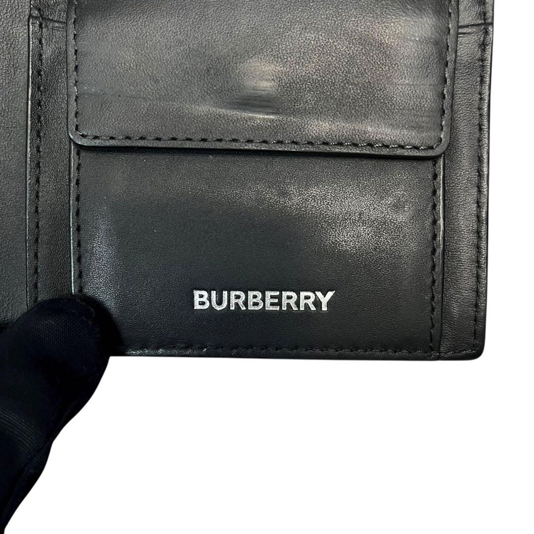 希少✨バーバリー 二つ折り財布 チャコールチェック PVC ロンドン ブラック