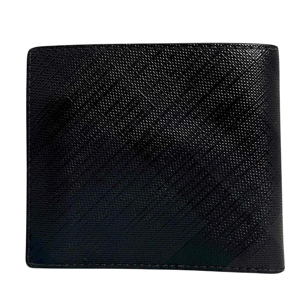 希少✨バーバリー 二つ折り財布 チャコールチェック PVC ロンドン ブラック