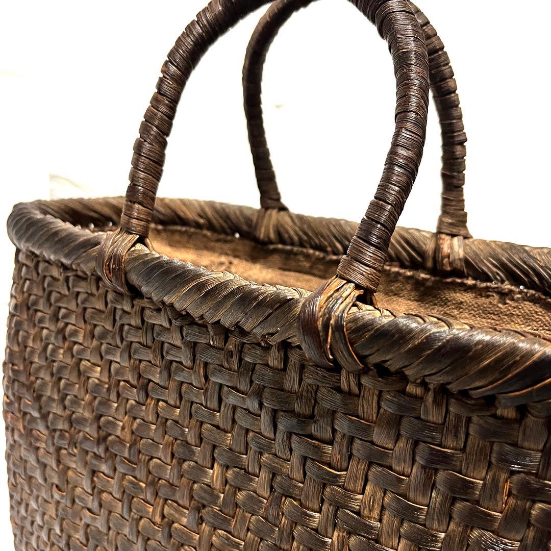 逸品 山形県産 山葡萄 かごバッグ 5mm細ひご網代編み 30年物 国産保証