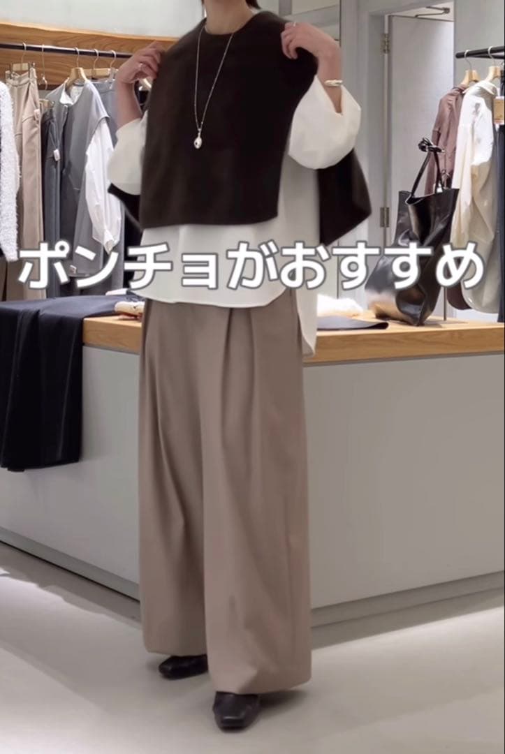 今季購入完売品♪ビアズリー　ファーニットポンチョ　フォックスカシミヤ　ブラウン