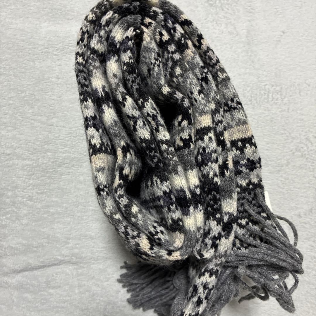 drakes スコットランド製　ラムウールマフラー グレー系