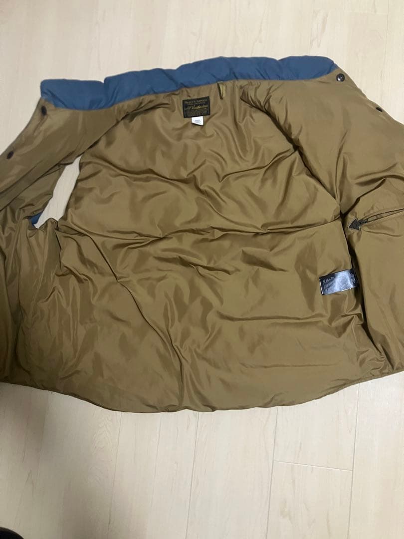 RRI ダウンベスト・キルティングベスト 青 レザー