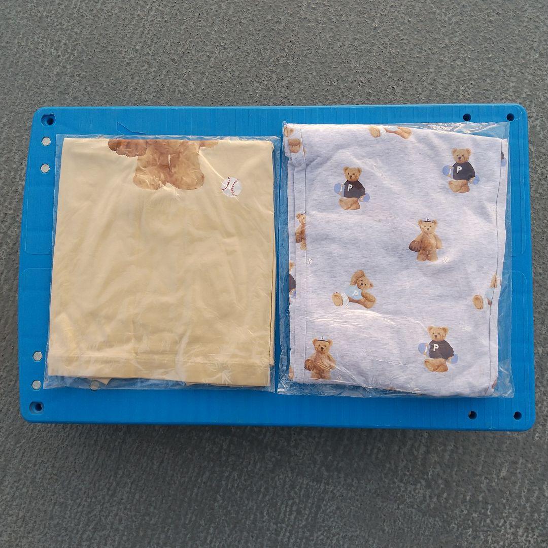 ジェラートピケ スポーティーベアワンポイントTシャツ&総柄ロングパンツセット