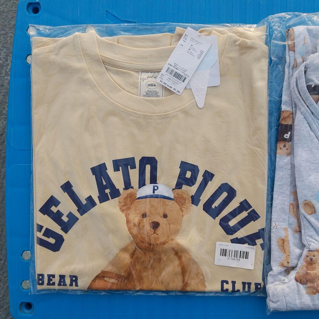 ジェラートピケ スポーティーベアワンポイントTシャツ&総柄ロングパンツセット