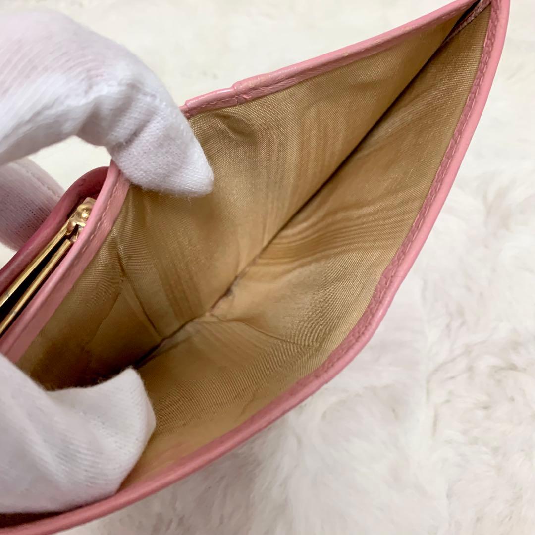 CHANEL 二つ折り財布 ココマーク キャビアスキン がま口 ピンク