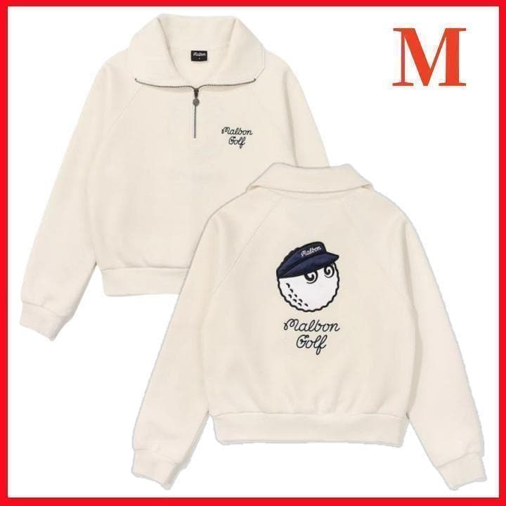 マルボンゴルフ ハーフジップ Malbon Golf 長袖 シャツ クリーム色M