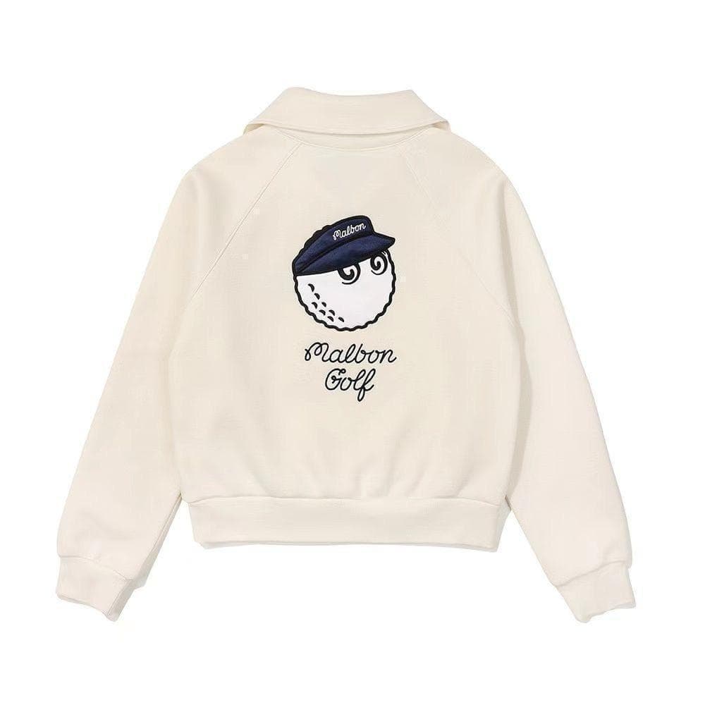 マルボンゴルフ ハーフジップ Malbon Golf 長袖 シャツ クリーム色M