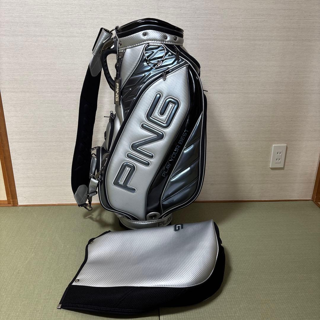 【24時間限定10%値引】PING3点式キャディバッグ９型【シルバー】超美品！