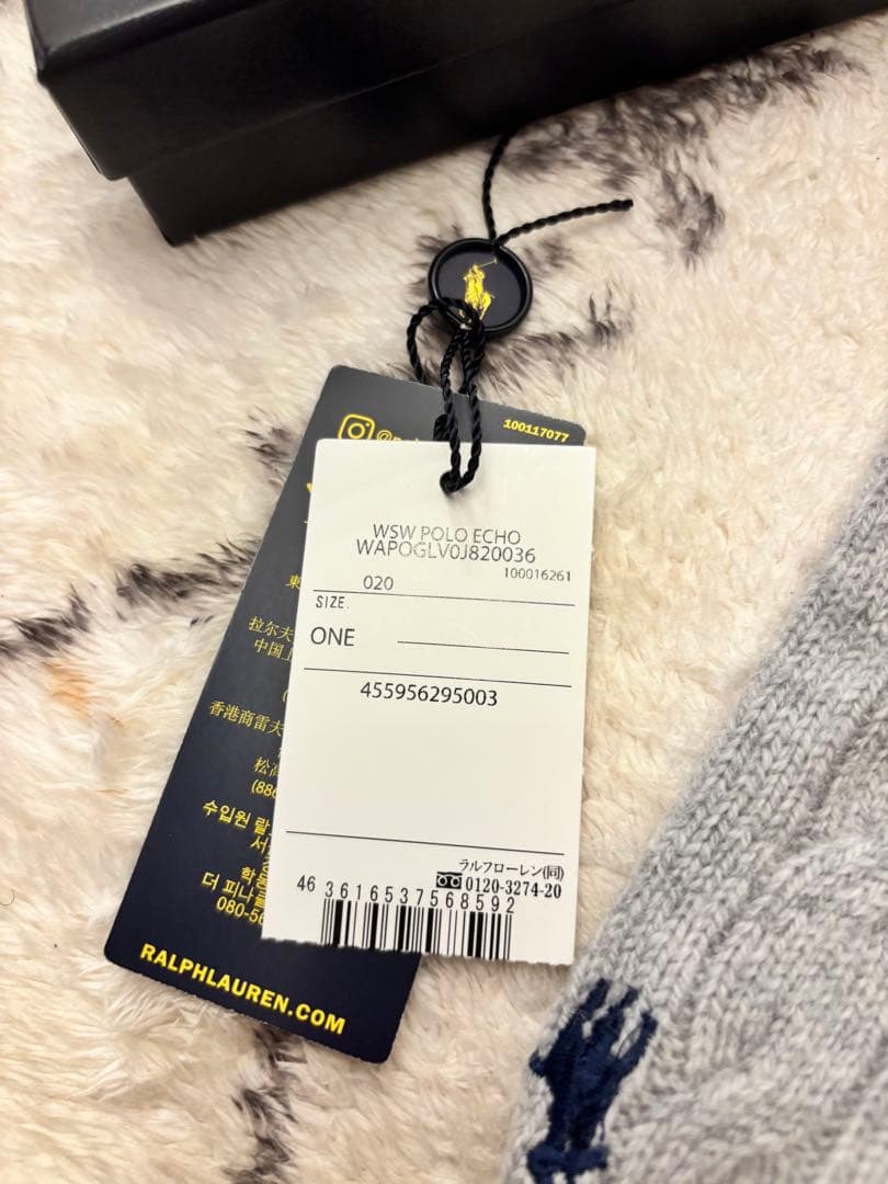 【試着のみ】ラルフローレン ウールカシミヤ 手袋 グレー