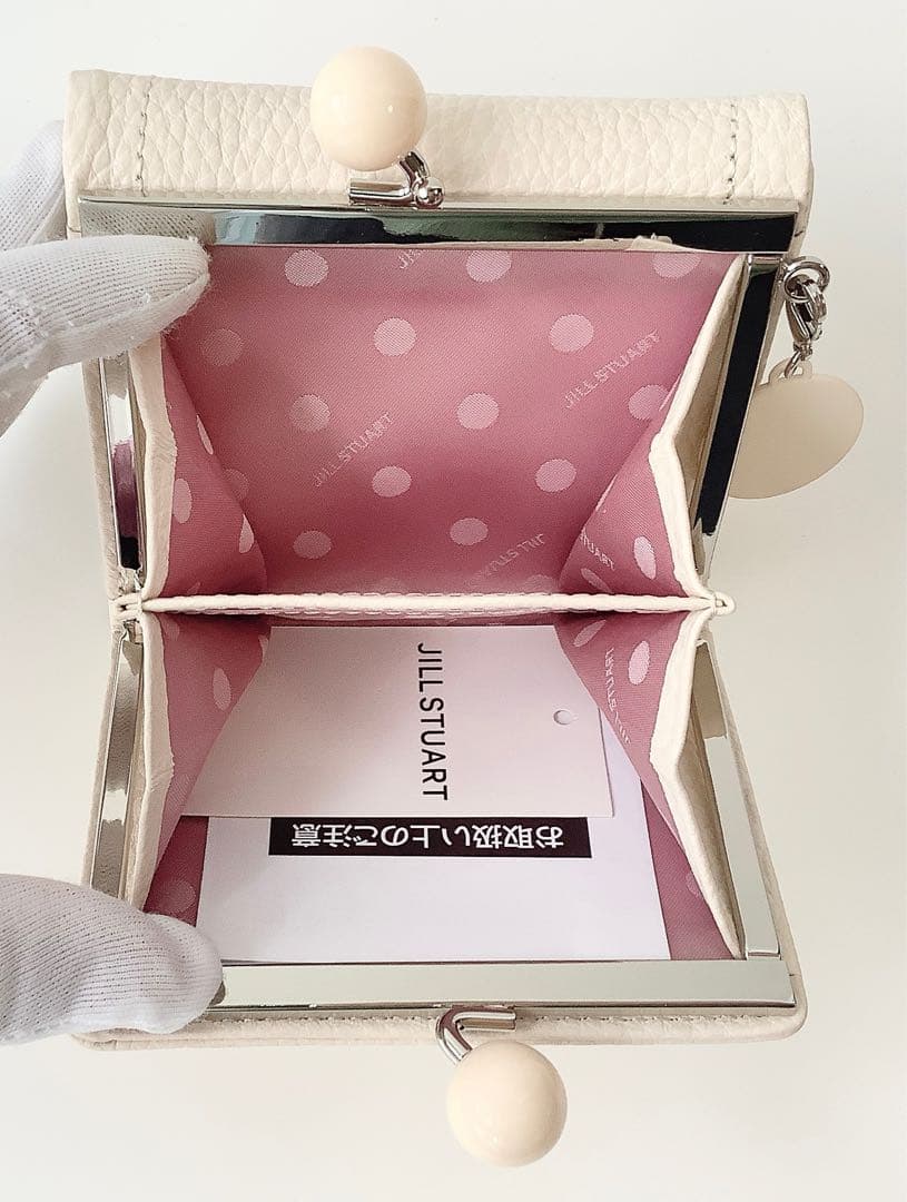 新品★ジルスチュアート★ルナティ がま口３つ折り財布ミニ財布★アイボリーホワイト