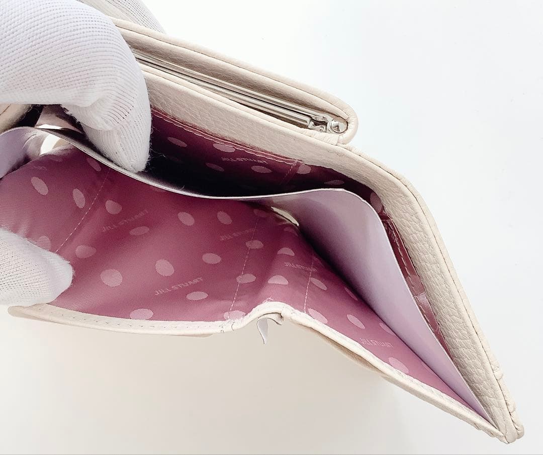 新品★ジルスチュアート★ルナティ がま口３つ折り財布ミニ財布★アイボリーホワイト