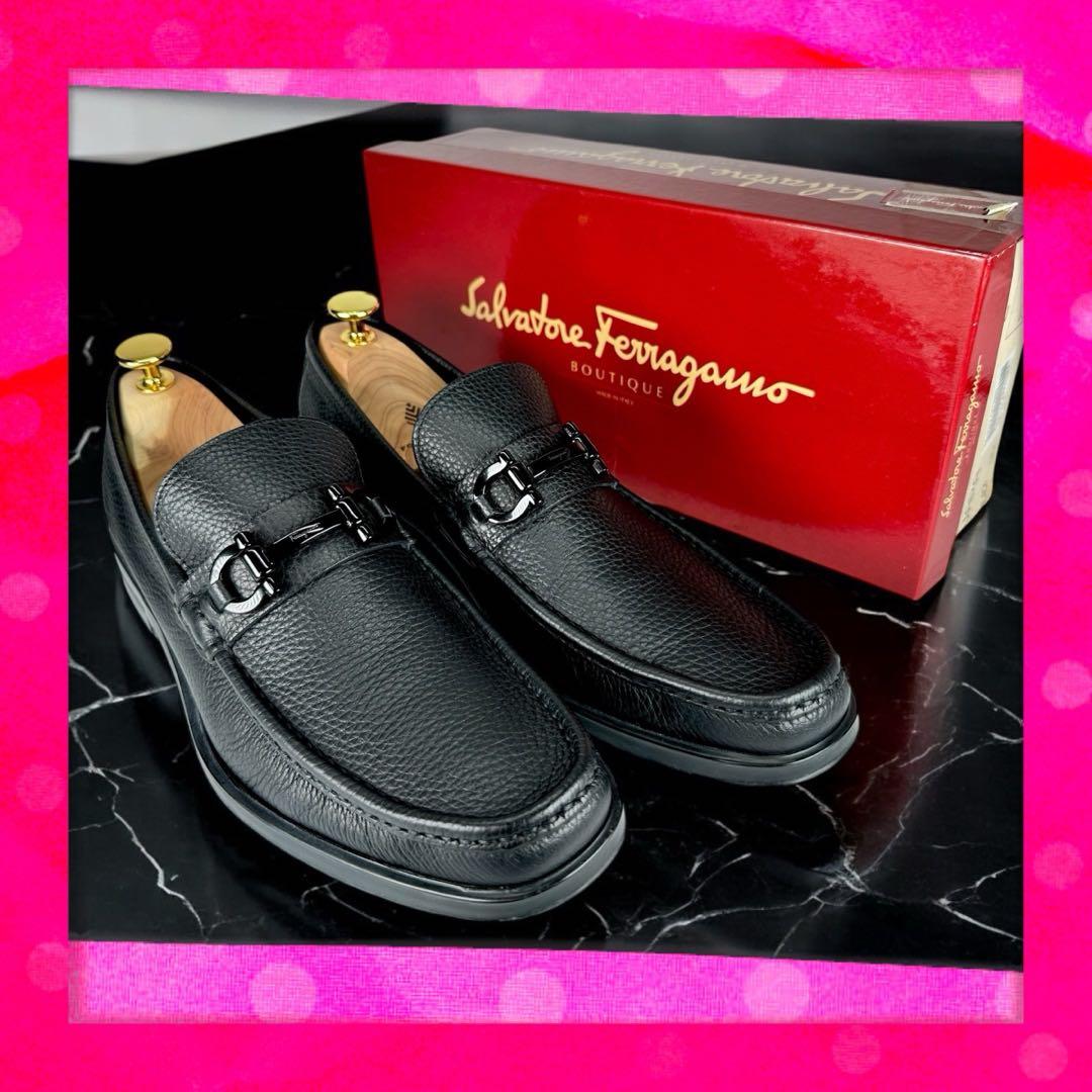 ☘️極美品 サルヴァトーレフェラガモ モカシン ガンチーニ シボ革 ローファー ☘️