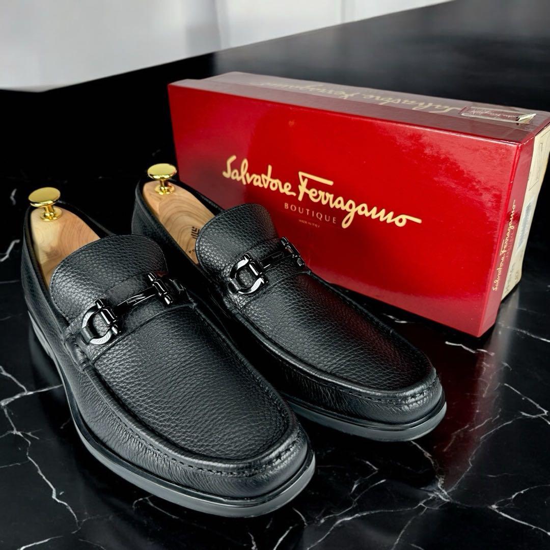 ☘️極美品 サルヴァトーレフェラガモ モカシン ガンチーニ シボ革 ローファー ☘️