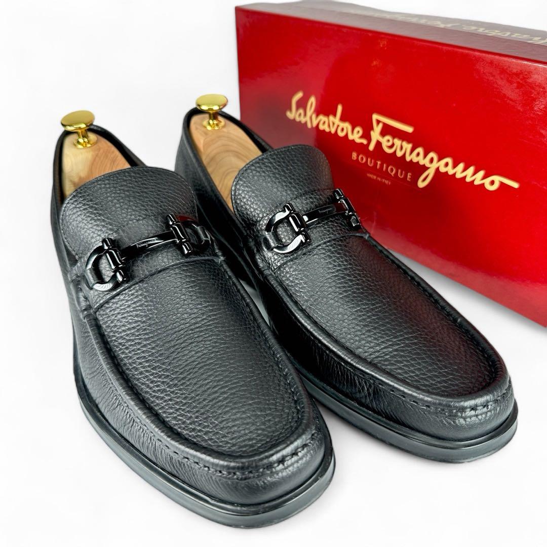 ☘️極美品 サルヴァトーレフェラガモ モカシン ガンチーニ シボ革 ローファー ☘️