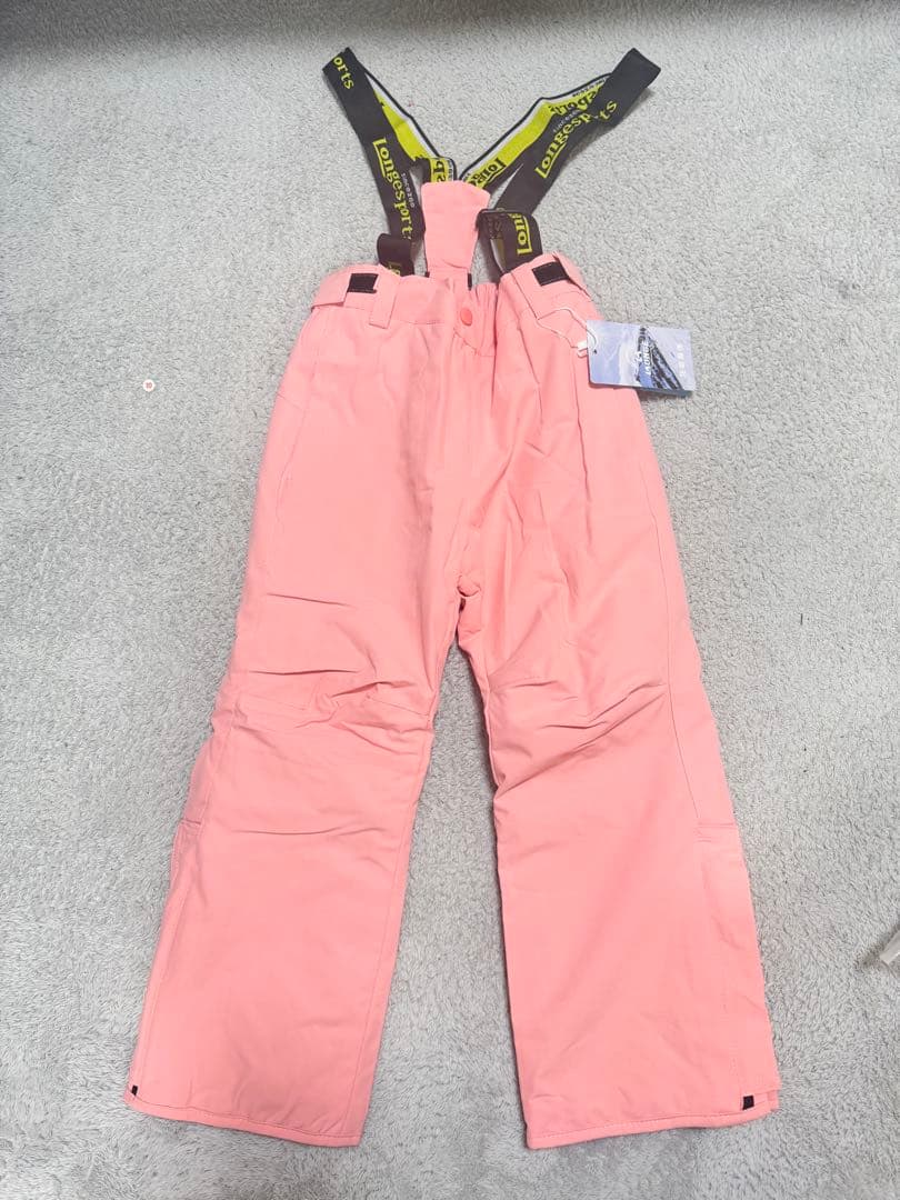 新品 キッズ ピンク色スキーウェア 上下 120cm スキーゴーグルなど4点付き