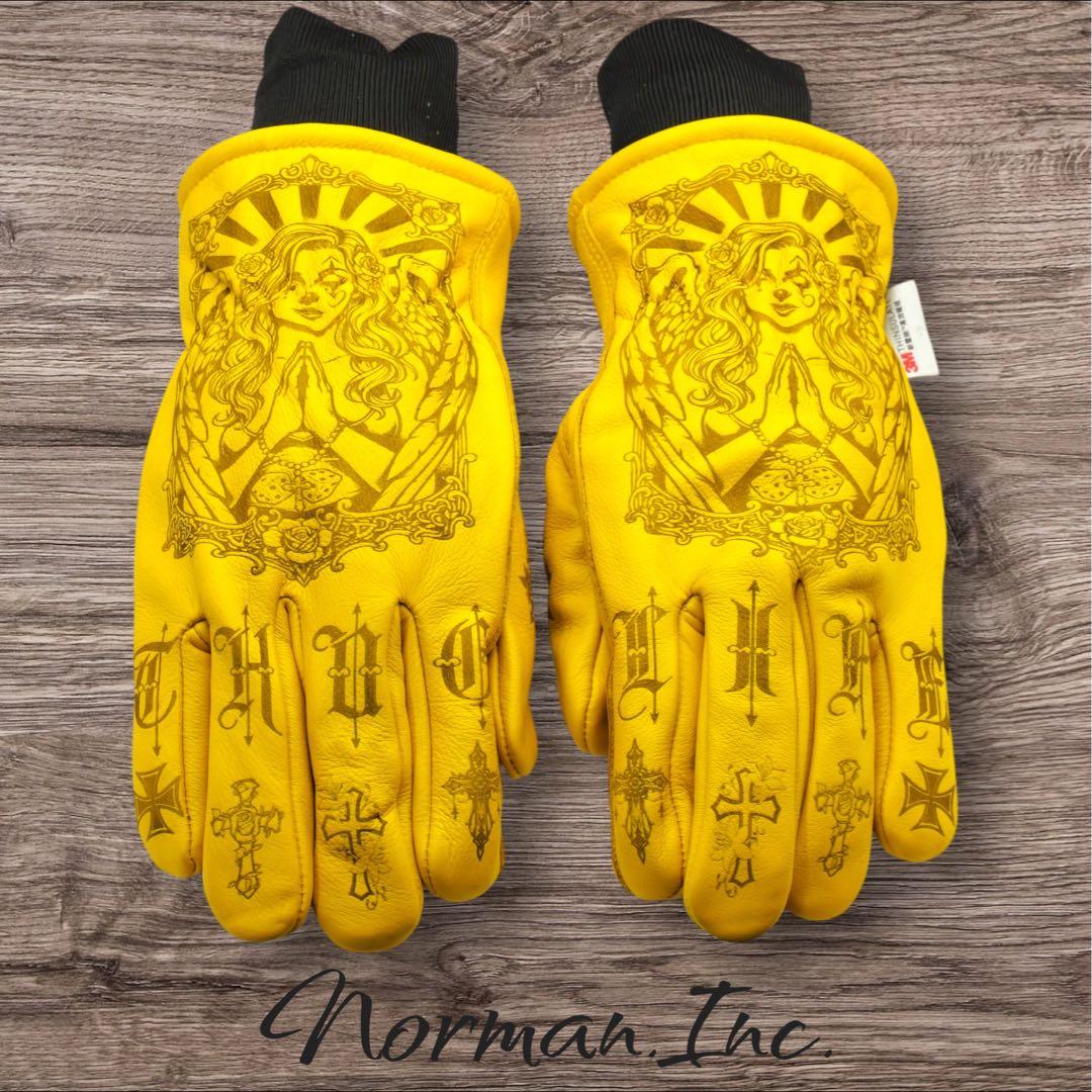 牛革　冬用　保温綿　裏起毛　レザー グローブ　バイク　手袋　ツーリング　Mサイズ