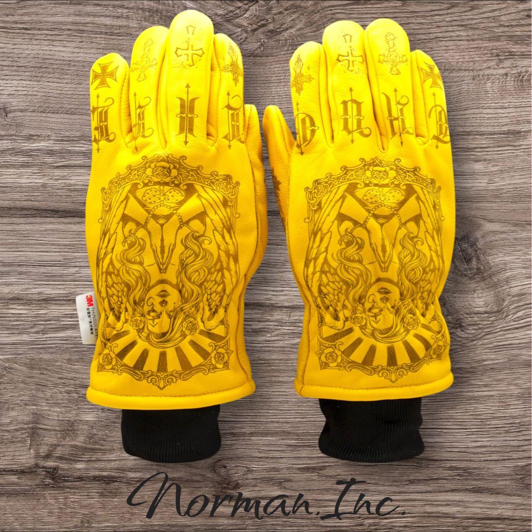 牛革　冬用　保温綿　裏起毛　レザー グローブ　バイク　手袋　ツーリング　Mサイズ