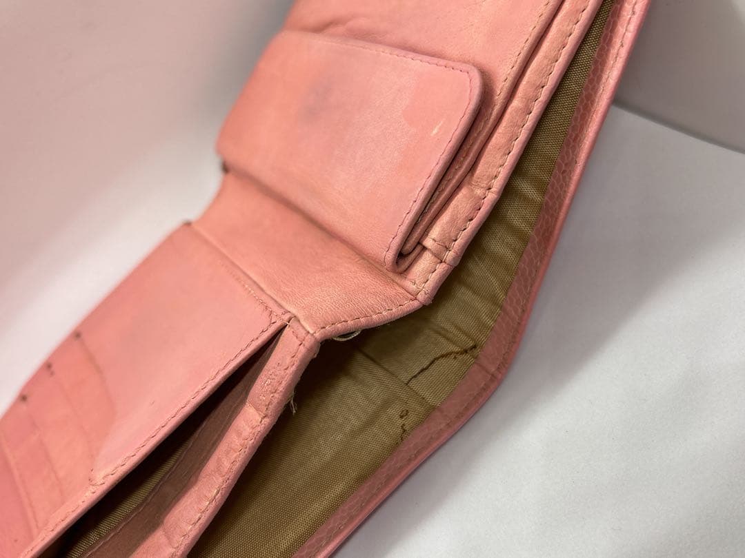 良品✨CHANEL シリアルシール有✨ピンクレザー三つ折り財布/708