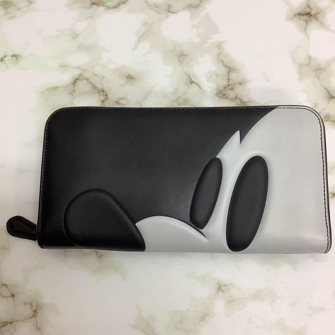 新品　レア　コーチ　COACH レザー　ミッキー　ディズニー　長財布　黒