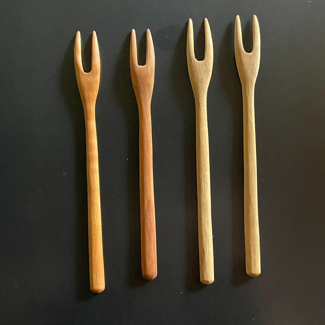 人気木工作家三谷龍二　デザートフォーク　4本セット
