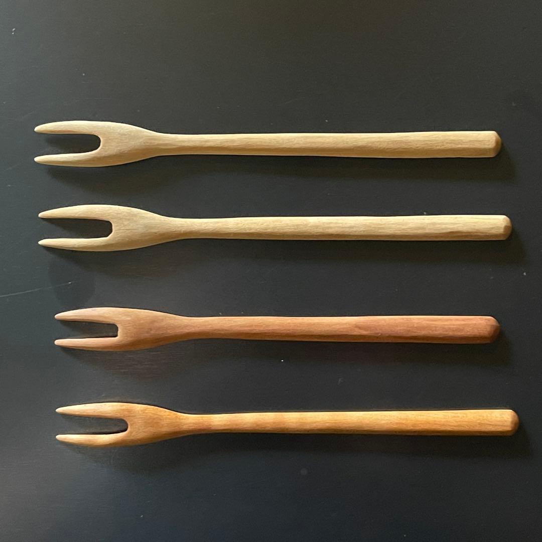 人気木工作家三谷龍二　デザートフォーク　4本セット