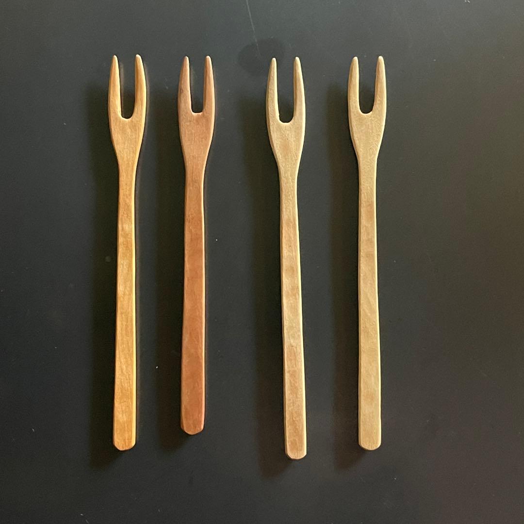 人気木工作家三谷龍二　デザートフォーク　4本セット