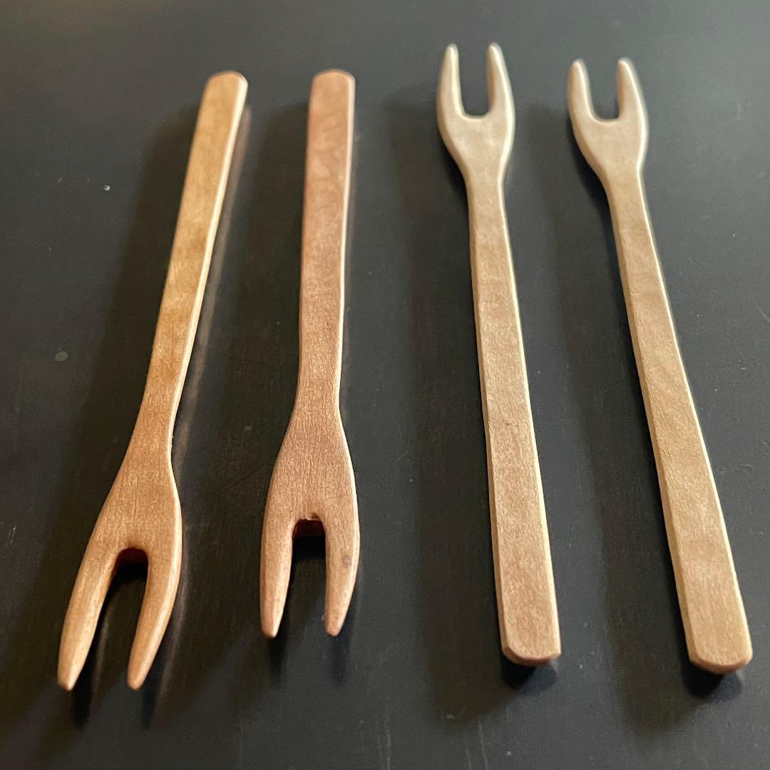 人気木工作家三谷龍二　デザートフォーク　4本セット