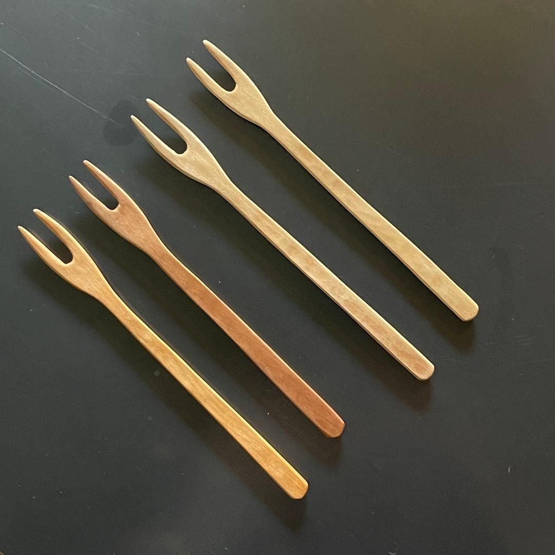人気木工作家三谷龍二　デザートフォーク　4本セット