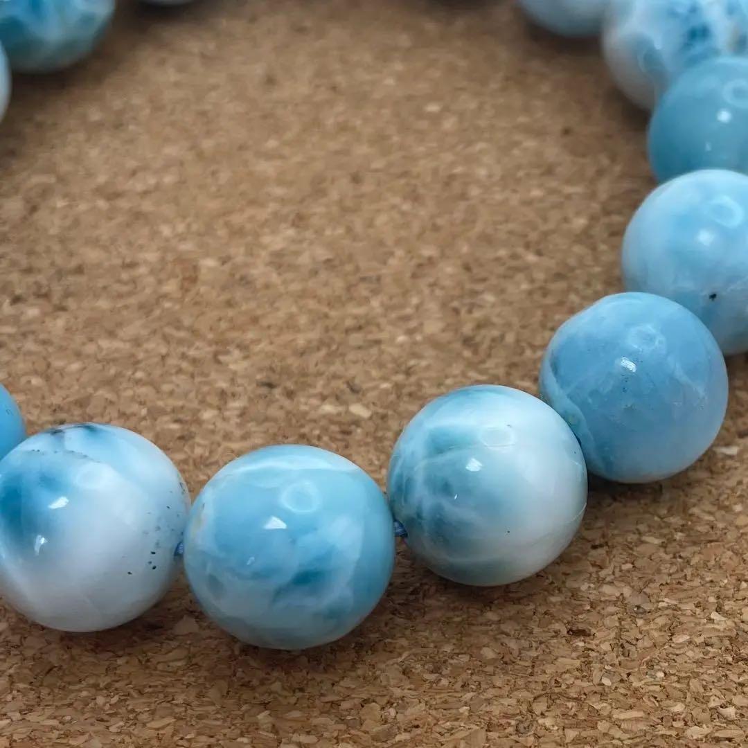 【ドミニカ産ラリマー】ブレスレット 12〜13㎜ 希少 天然石 癒し 海の宝石