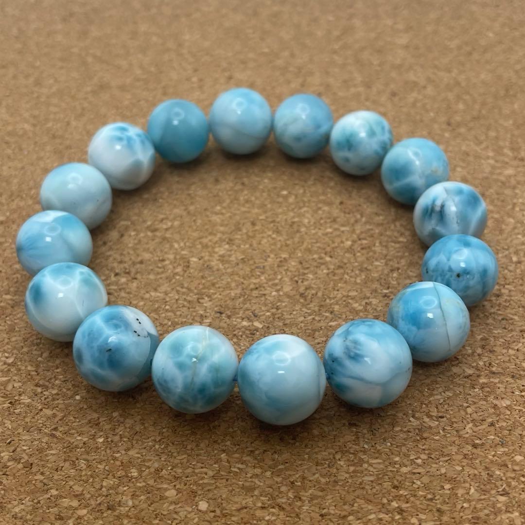 【ドミニカ産ラリマー】ブレスレット 12〜13㎜ 希少 天然石 癒し 海の宝石
