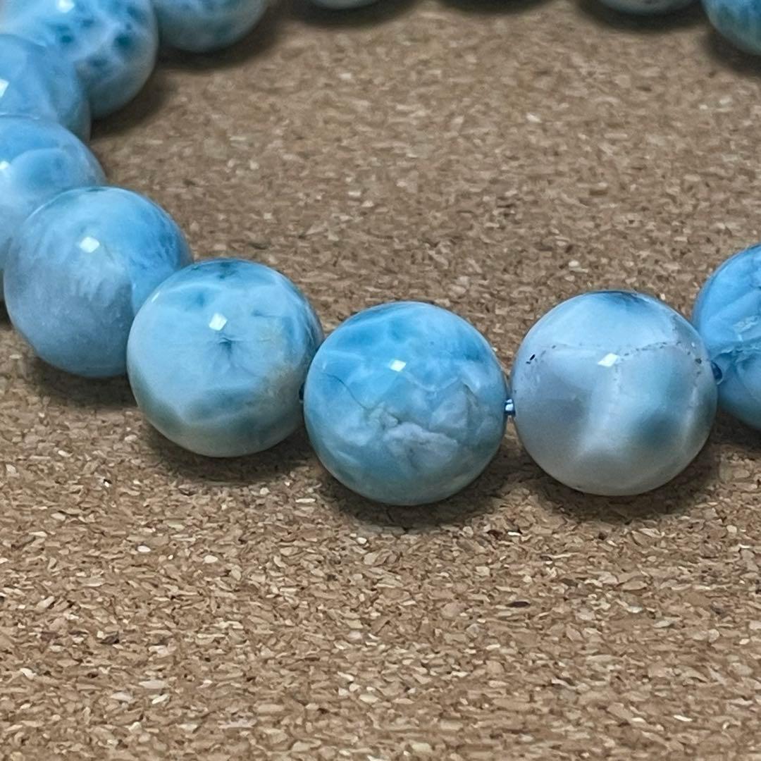 【ドミニカ産ラリマー】ブレスレット 12〜13㎜ 希少 天然石 癒し 海の宝石