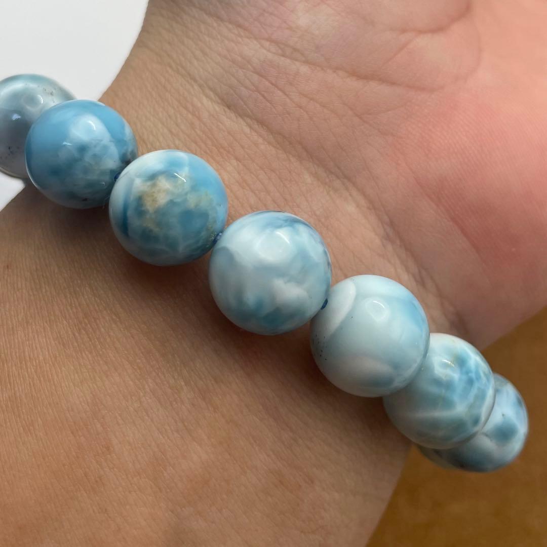 【ドミニカ産ラリマー】ブレスレット 12〜13㎜ 希少 天然石 癒し 海の宝石