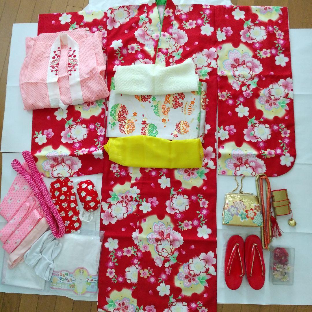 七五三 7歳　袋帯　長襦袢　草履　バック　はこせこ　髪飾り