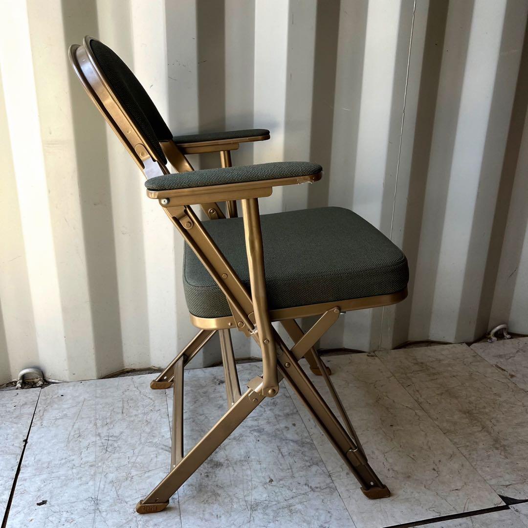 取付無料！クラリン フォールディングチェアアーム モスグリーン折りたたみチェア✨