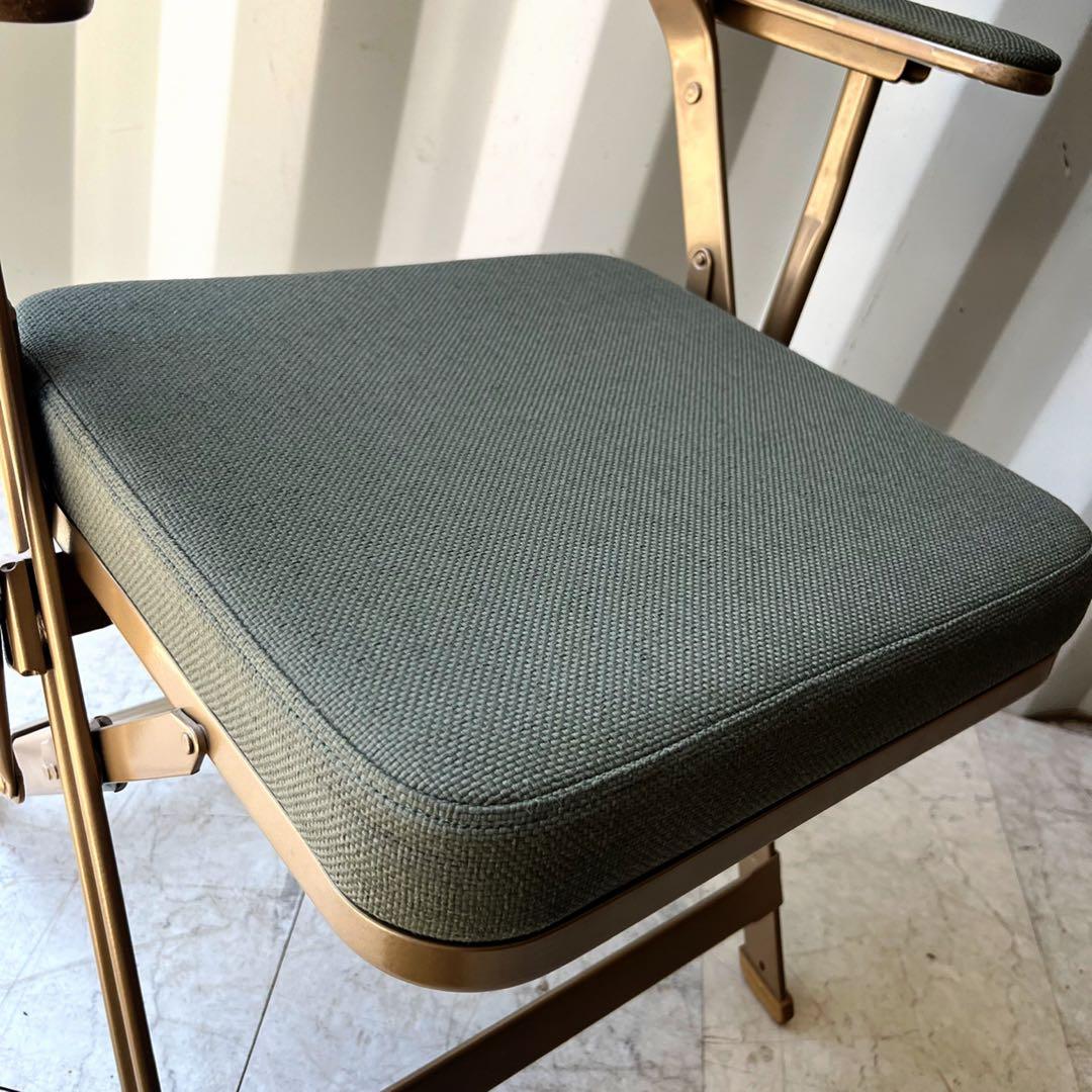 取付無料！クラリン フォールディングチェアアーム モスグリーン折りたたみチェア✨