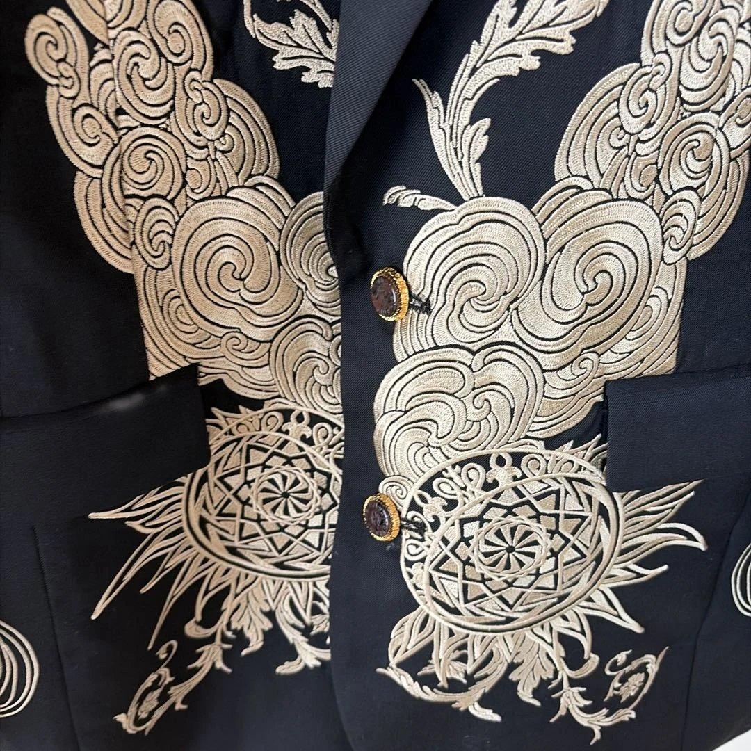 hazama タトゥー刺繍ジャケット　black×gold