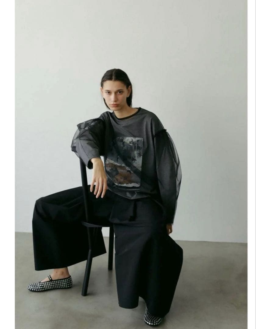 LOHEN チュールレイヤードジオメトリープリントTシャツ　訳あり