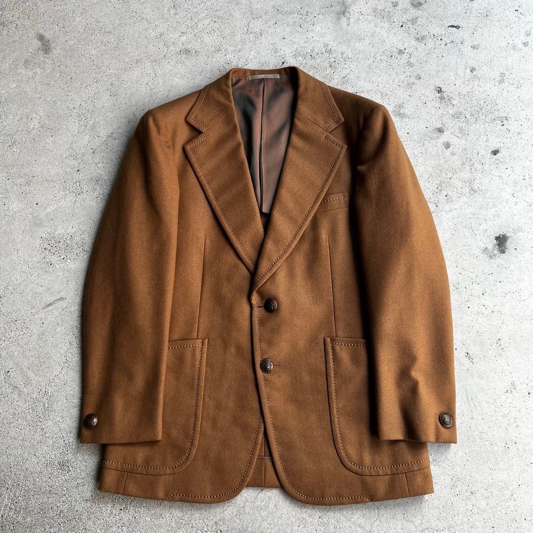 70's~80's ヴィンテージ　デカ襟　ウール　テーラードジャケット　古着