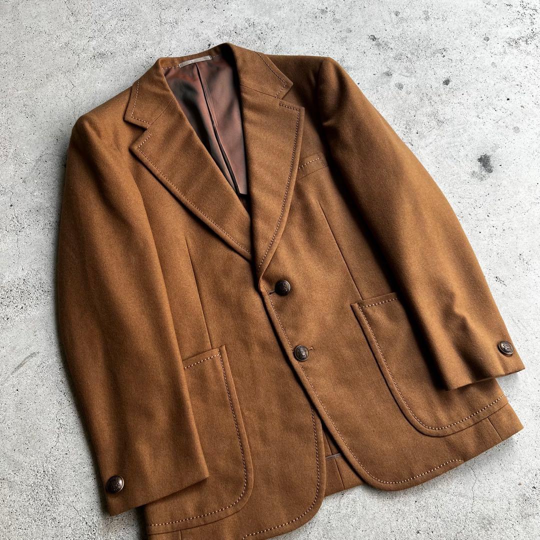 70's~80's ヴィンテージ　デカ襟　ウール　テーラードジャケット　古着