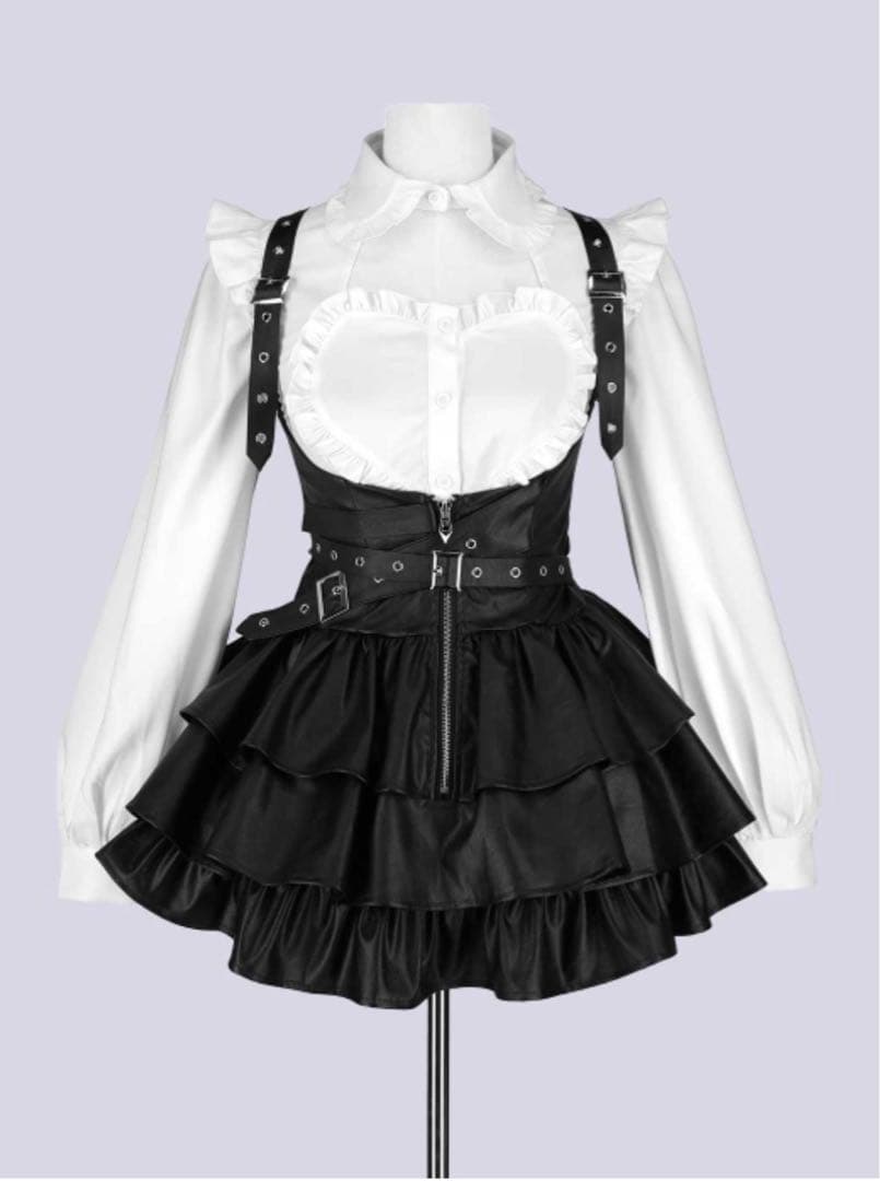 スカート QOOZA IMVAL / Frill Leather Dress [BLK]
