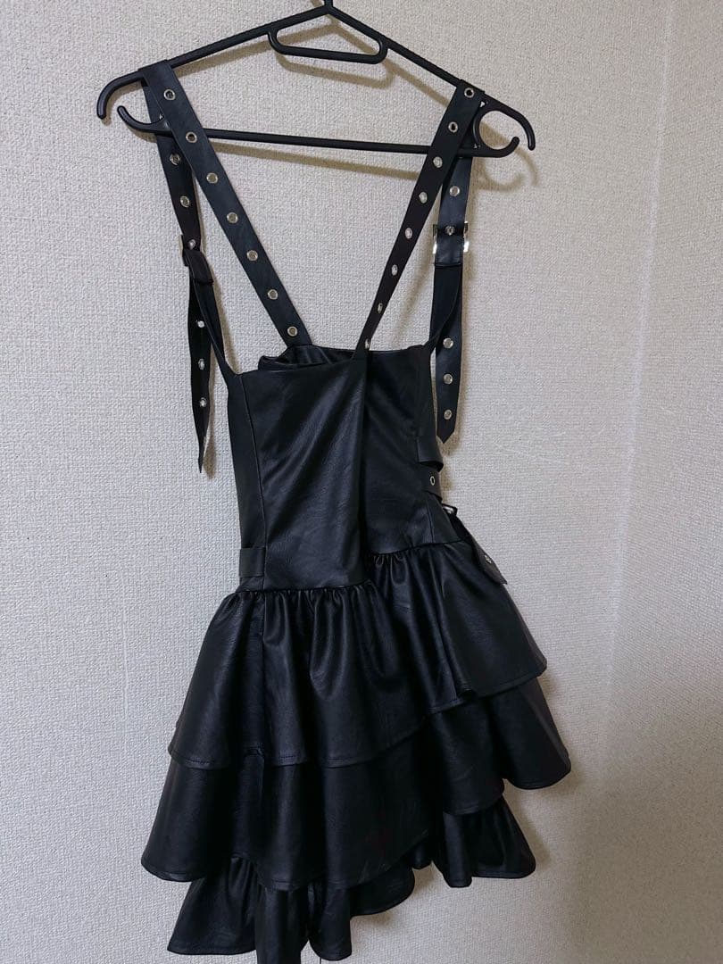 スカート QOOZA IMVAL / Frill Leather Dress [BLK]