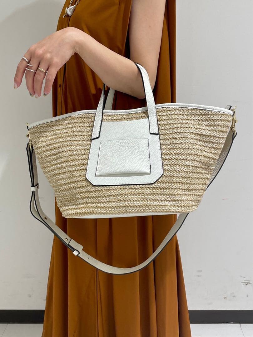 美品✨ロリステッラ かごバッグ 2WAY ショルダーバッグ ハンドバッグ 白