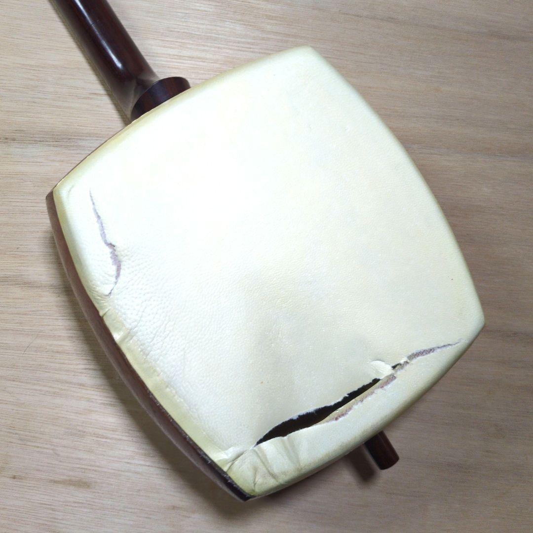 日本橋 鶴屋三絃店 三味線　東地唄　紫檀　皮破れ　和楽器