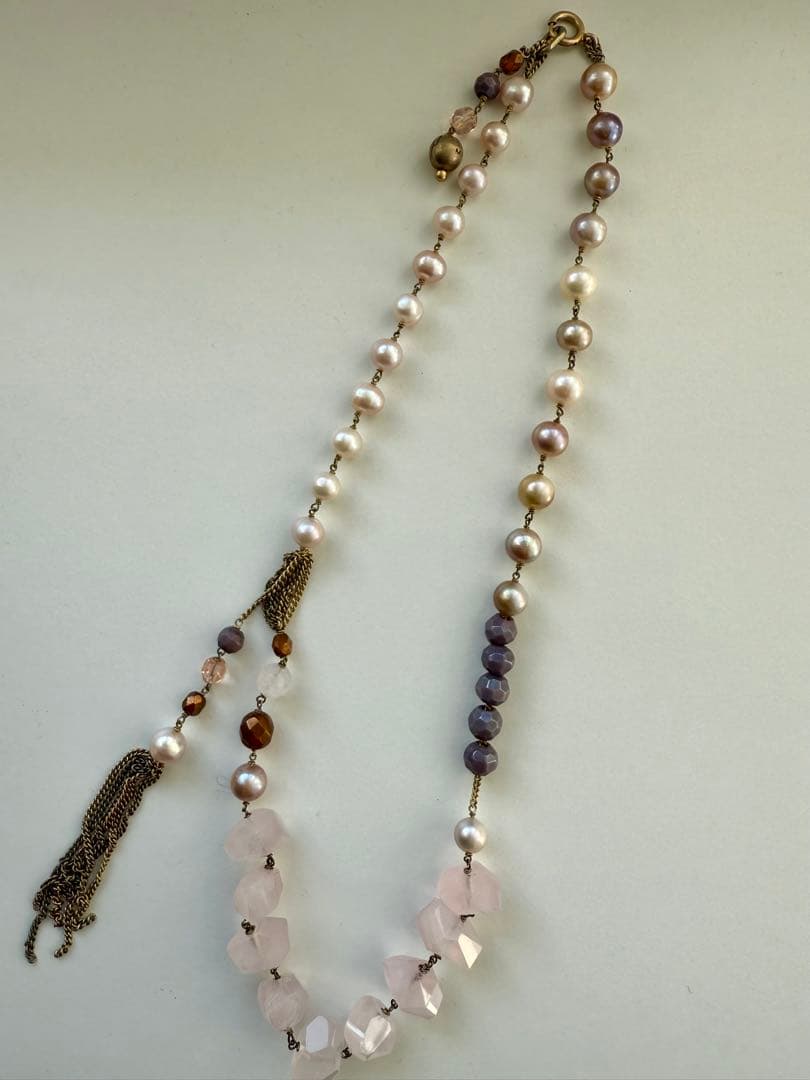 ゆ*み様 美品ドナテラペリーニ　ピンク系半貴石　パールネックレス　pellini