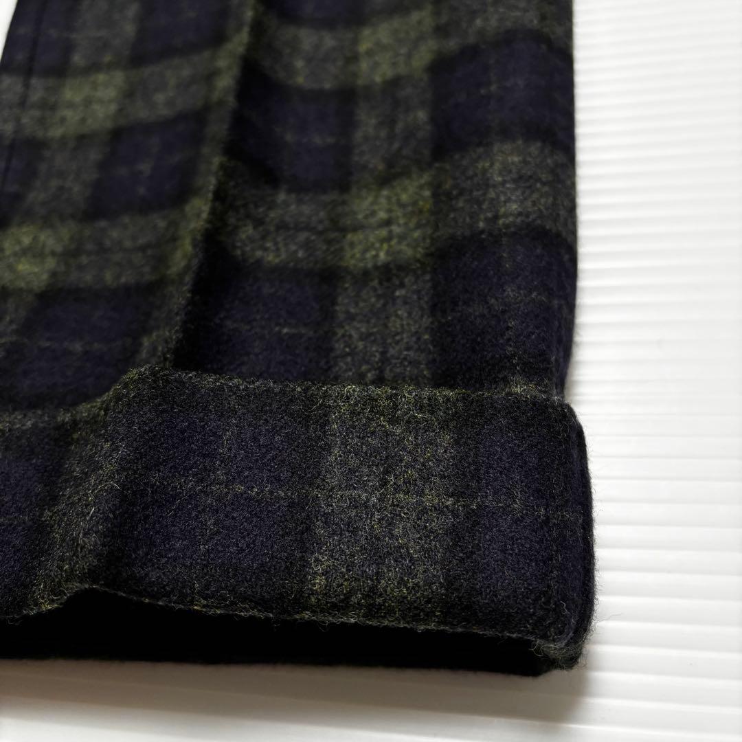 【ピーティーゼロウーノ PT01】ウール　パンツ　チェック　グリーン　メンズ